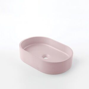 Pink Oval concrete Bathroom Sink